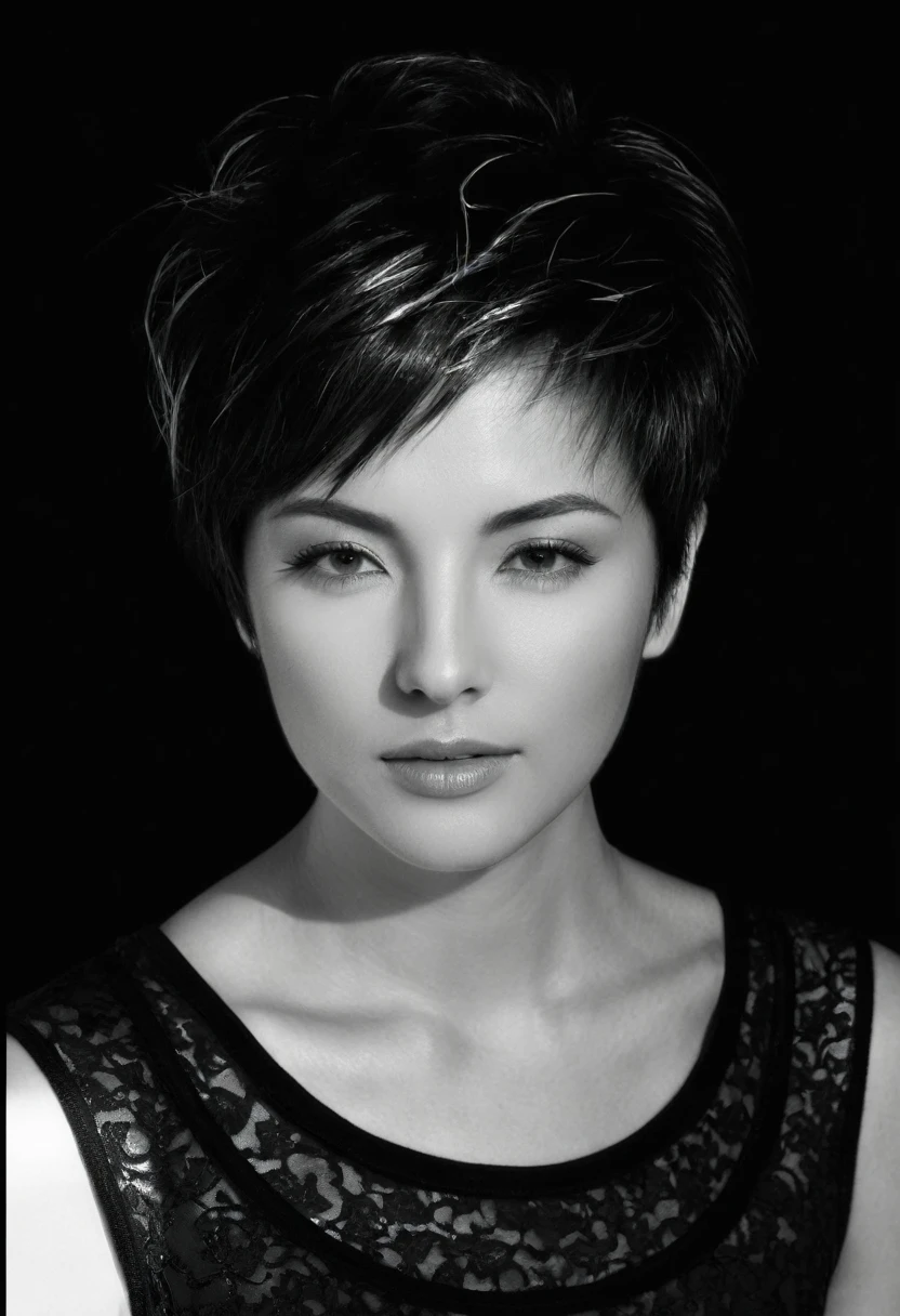 Hair lightening, more hair shine, more light, more light reflections from hair, sunlight on hair, b&w picture