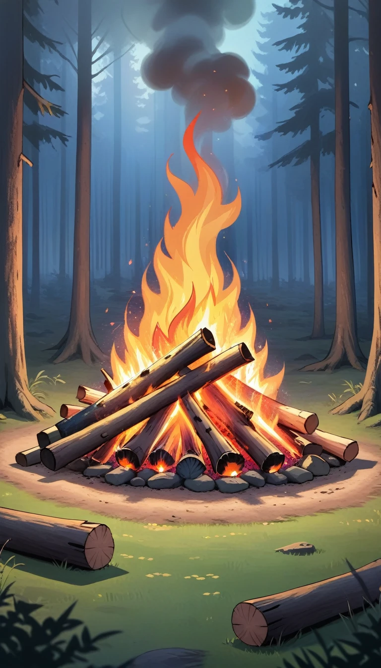 A bonfire in the forest, background only
