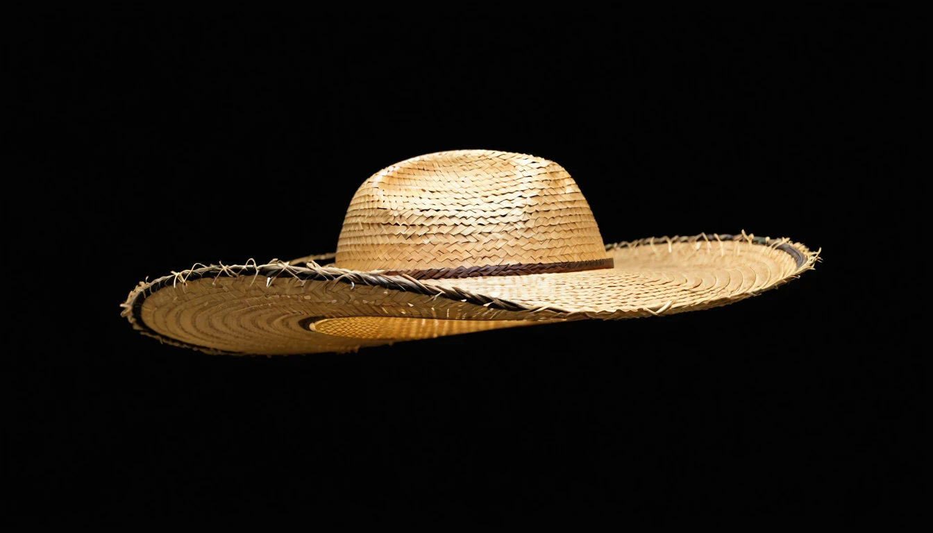 straw，weave，Art，there is a straw have with a brown band on it, straw have, Mexican Sombrero, wearing huge straw have, wearing straw have, straw, with straw have, fancy have, wearing wide sunhave, On black background, ten-gallon have, have, brown have, On black background, no have, dark have, Contextureless, black sun have，