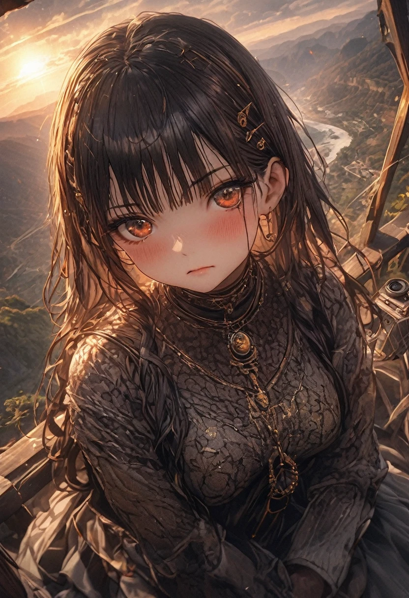High school girls、Have a machine gun、Serious expression、Highest quality、Hyper Detail、Very detailed、Full HD、16K、Absurd、Huge scale、Golden Ratio、Wide-angle lens、landscape、Soft Surface、Warm lighting、Pinhole Camera、Deep Focus、Depth of written boundary、Depth