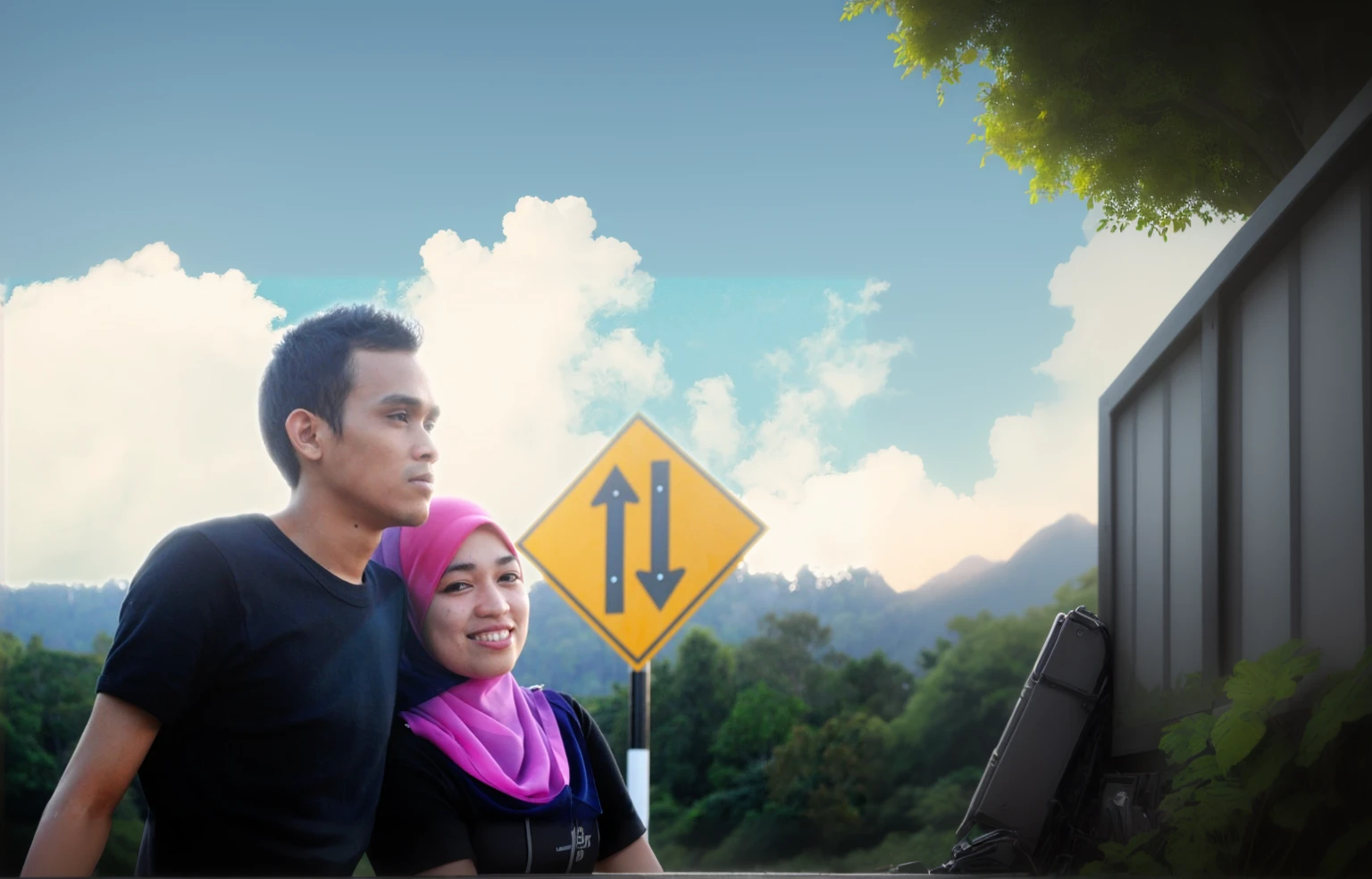 nice sky and jungle, delete the signboard