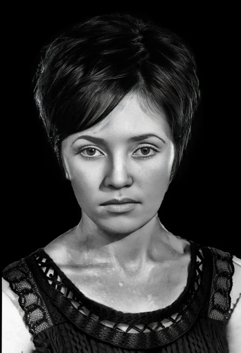 Hair lightening, more hair shine, more light, more light reflections from hair, sunlight on hair, b&w picture, very detailed hairstyle, every hair is highlighted, every hair is visible