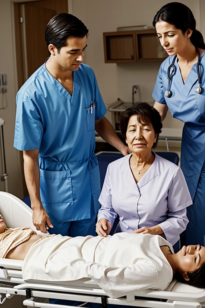 You can generate an image of a  taking care of his mother who is on a hospital stretcher, the image that is animated