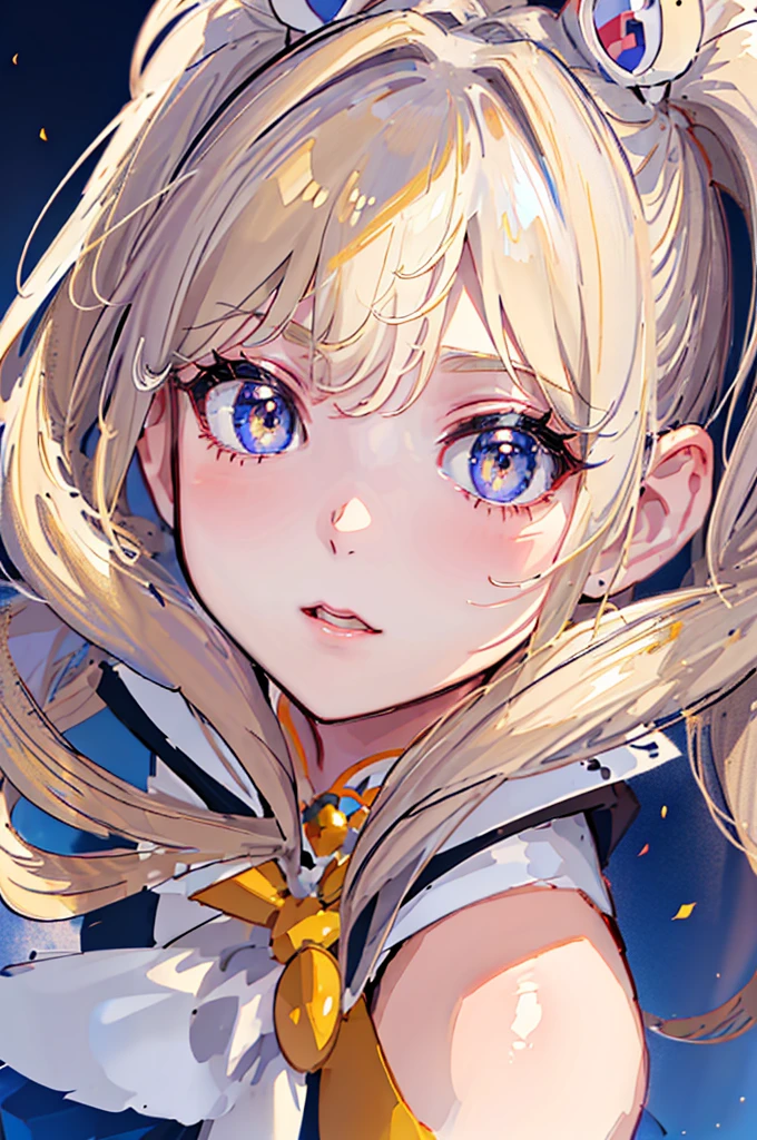 ((Masterpiece)), (best quality), (Very detailed), ((รายVery detailed)), 4K, (8K), Sailor Moon, long blonde hair, double ponytail, Sailor Moon Aesthetics, Dream Core, Power
