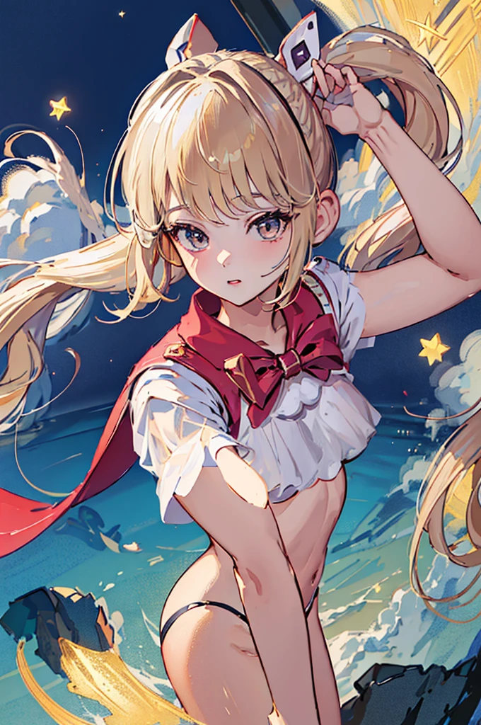 ((Masterpiece)), (best quality), (Very detailed), ((รายVery detailed)), 4K, (8K), Sailor Moon, long blonde hair, double ponytail, Sailor Moon Aesthetics, Dream Core, Power
