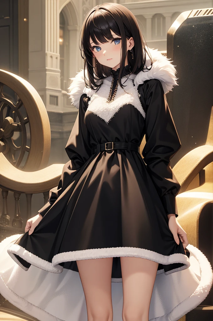 fur-trimmed dress