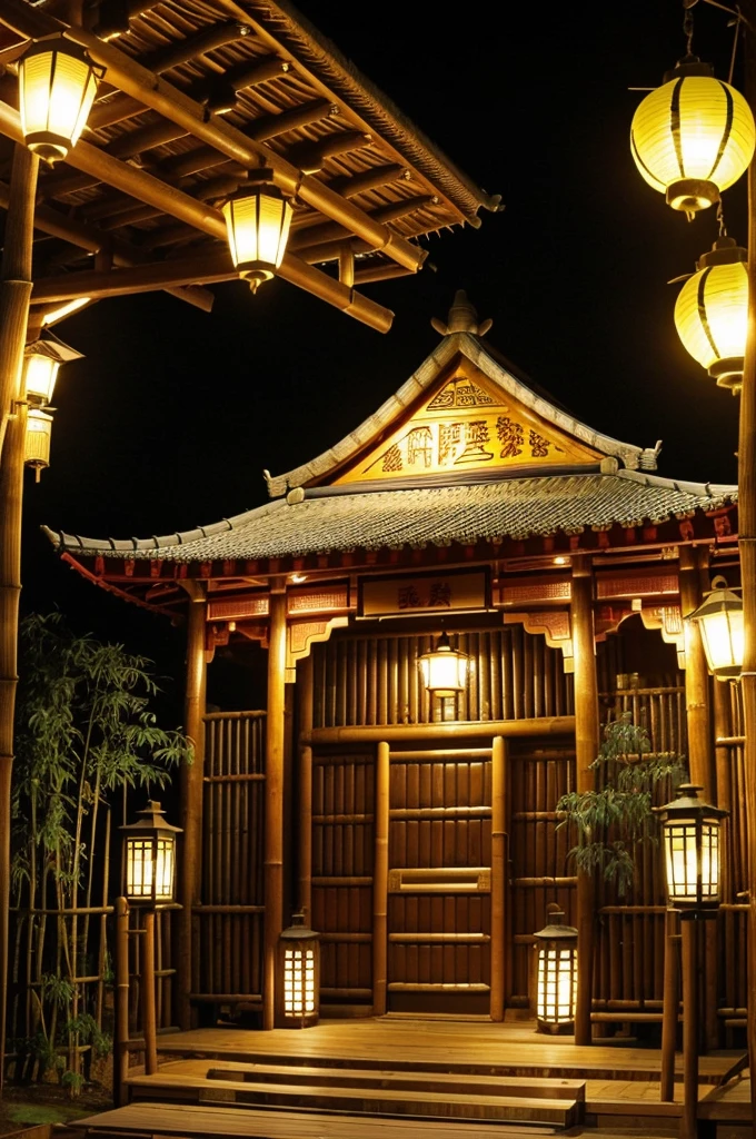 A carnival stall entrance ( 10 m X 10 m )
The entrance made by the bamboo ( stand on the both side of the first entrance )
And the second and third entrance size is less than the first entrance ( is decorate by the lantern )
The roof of the all entrance also made by bamboo