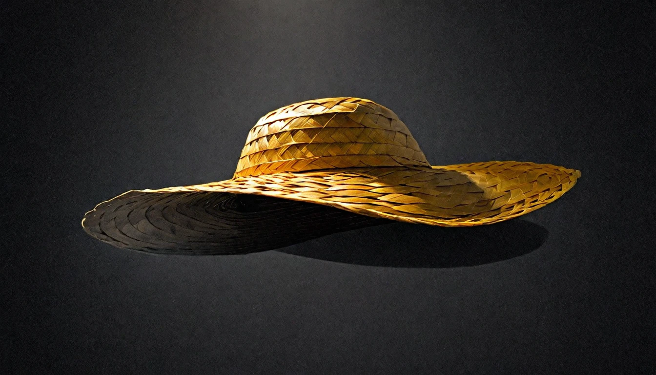 there is a straw have with a brown band on it, straw have, Mexican Sombrero, wearing huge straw have, wearing straw have, straw, with straw have, fancy have, wearing wide sunhave, On black background, ten-gallon have, have, brown have, On black background, no have, dark have, Contextureless, black sun have,straw,weave,Art