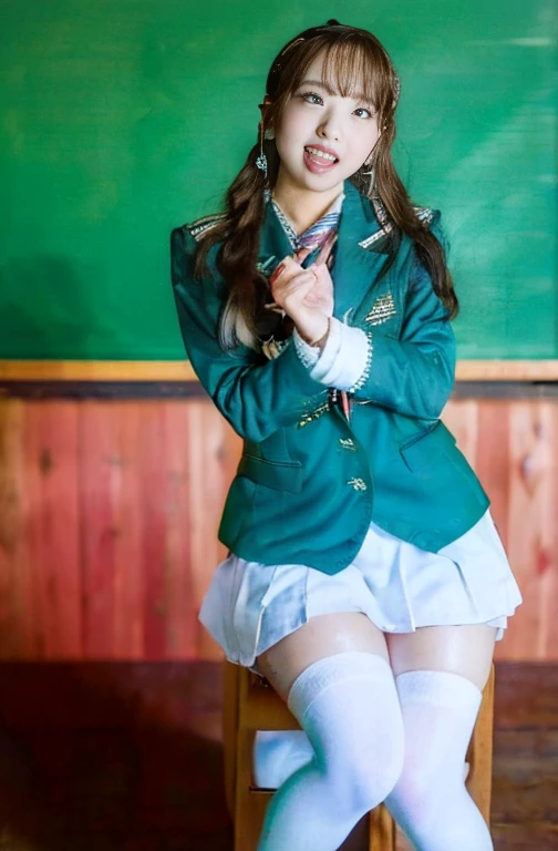 (((8K, Highest quality, masterpiece: 2.0))), (((Realistic, photoRealistic: 1.8))), (((I can see your pants))), (((Ahegao))), ahegao, (((Tongue out))), (((Cross-eyed))), (((日本のhigh school girl))), ((Dark green checked mini skirt)), (((Brown blazer))), high school girl, With legs apart, (((whole body))), ((しゃがんだwhole body)), Stand firm, Panty flashing, An inviting smile, (((A mocking smile))), Like peeking, (((Staring at the viewer))), Pink Ribbon Tie, Thighs, (((みずみずしいThighsと脹脛))), loafers, White socks, An inviting smile, Peek into it, (((Detailed face、Eye、mouth))), Cute face, (((Ruffled socks))), loafersを履いた, (((Alone in the classroom))), High School Uniform, (((Light brown blazer))), ((現実のhigh school girl))),