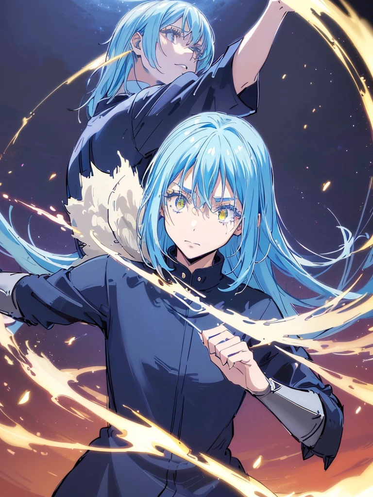 (Rimuru Tempest,Raphael,winged,flying in the air,fantasy,digital art,cinematic lighting,highly detailed,intricate details,dramatic lighting,atmospheric,cinematic composition,epic scale,dramatic pose,expressive eyes,beautiful detailed face,beautiful lips,delicate facial features,soft glowing light,vibrant colors,dynamic movement,ultra-detailed,photo-realistic)