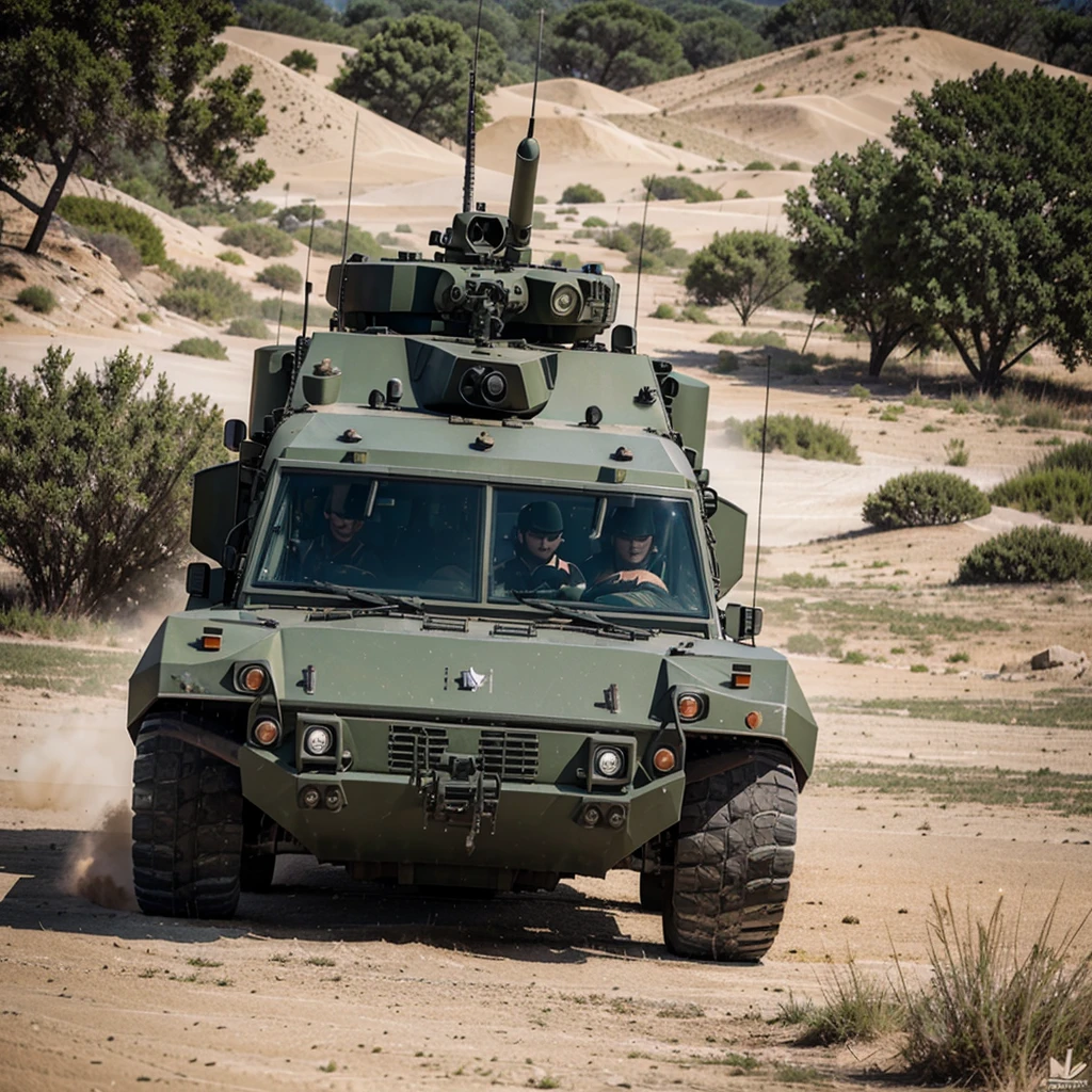 Draw a military armored vehicle, Have a mounted rocket launcher.