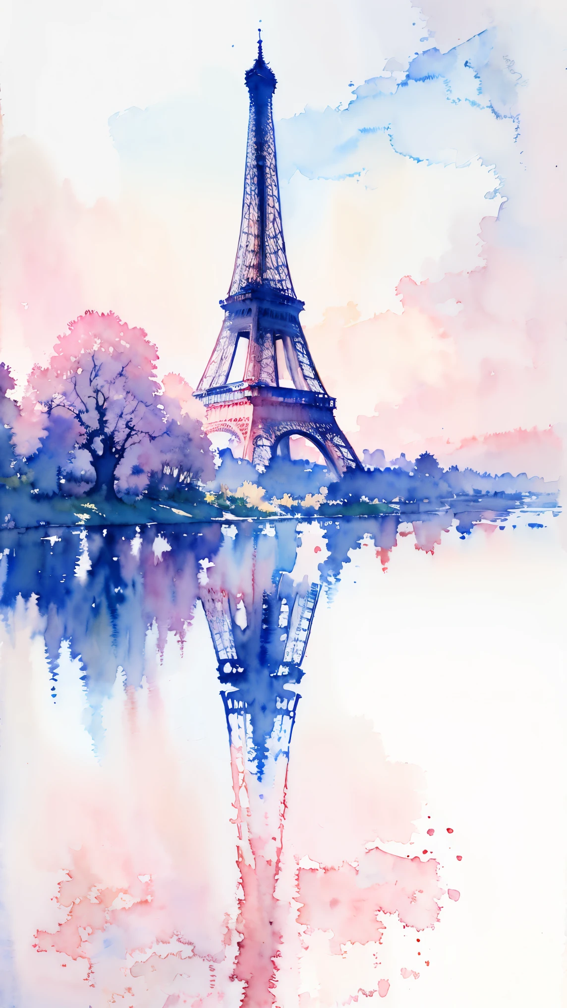 (masterpiece:1.2, Highest quality),(Very detailed),(((watercolor))),8K,wallpaper,Landscape of France,Eiffel Tower,(((透明watercolor)))