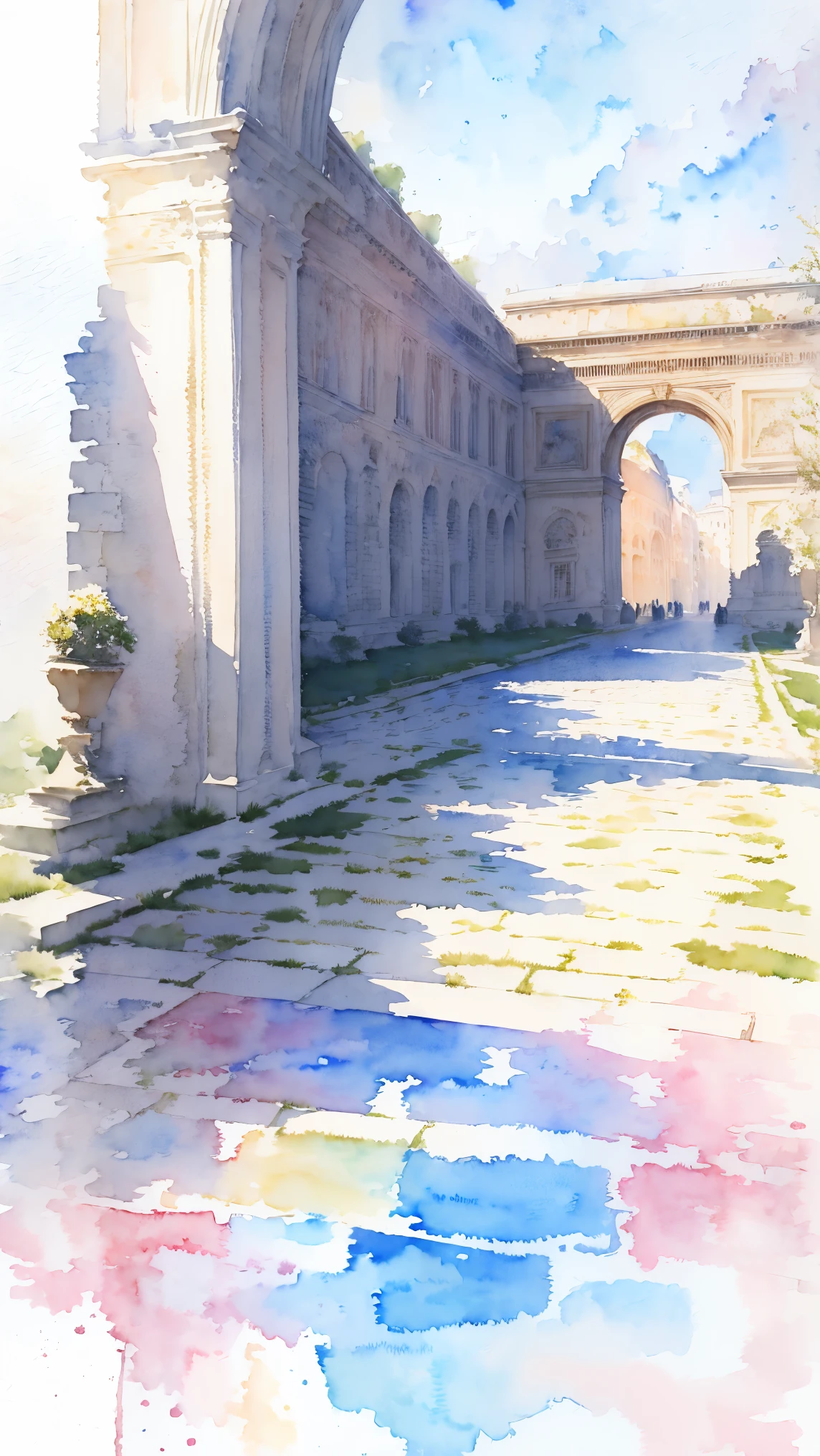 (masterpiece:1.2, Highest quality),(Very detailed),(((watercolor))),8K,wallpaper,Landscape of France,Arc de Triomphe