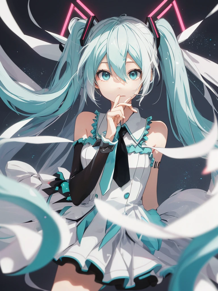hatsune miku, white hair