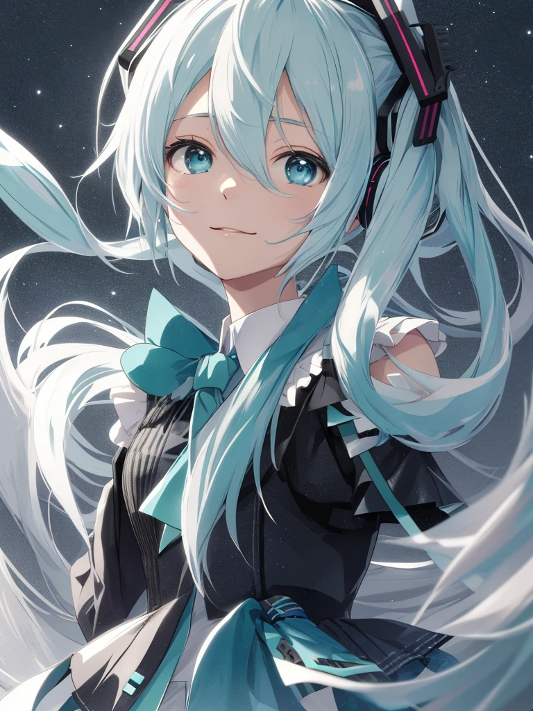 hatsune miku, white hair