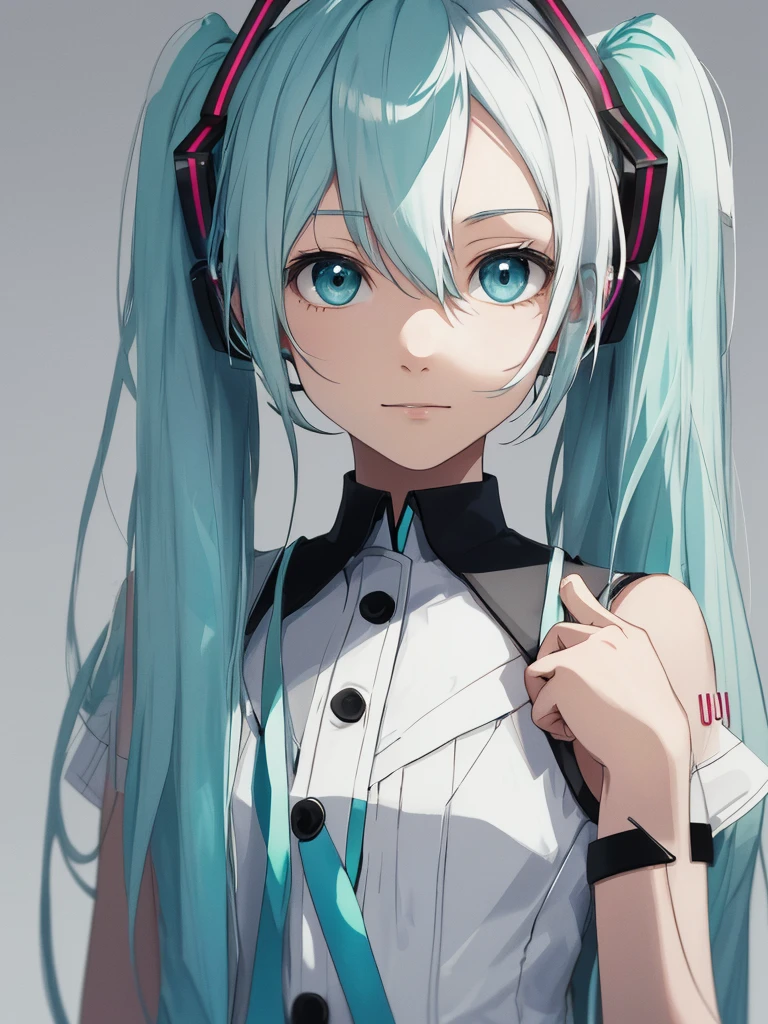 hatsune miku, white hair