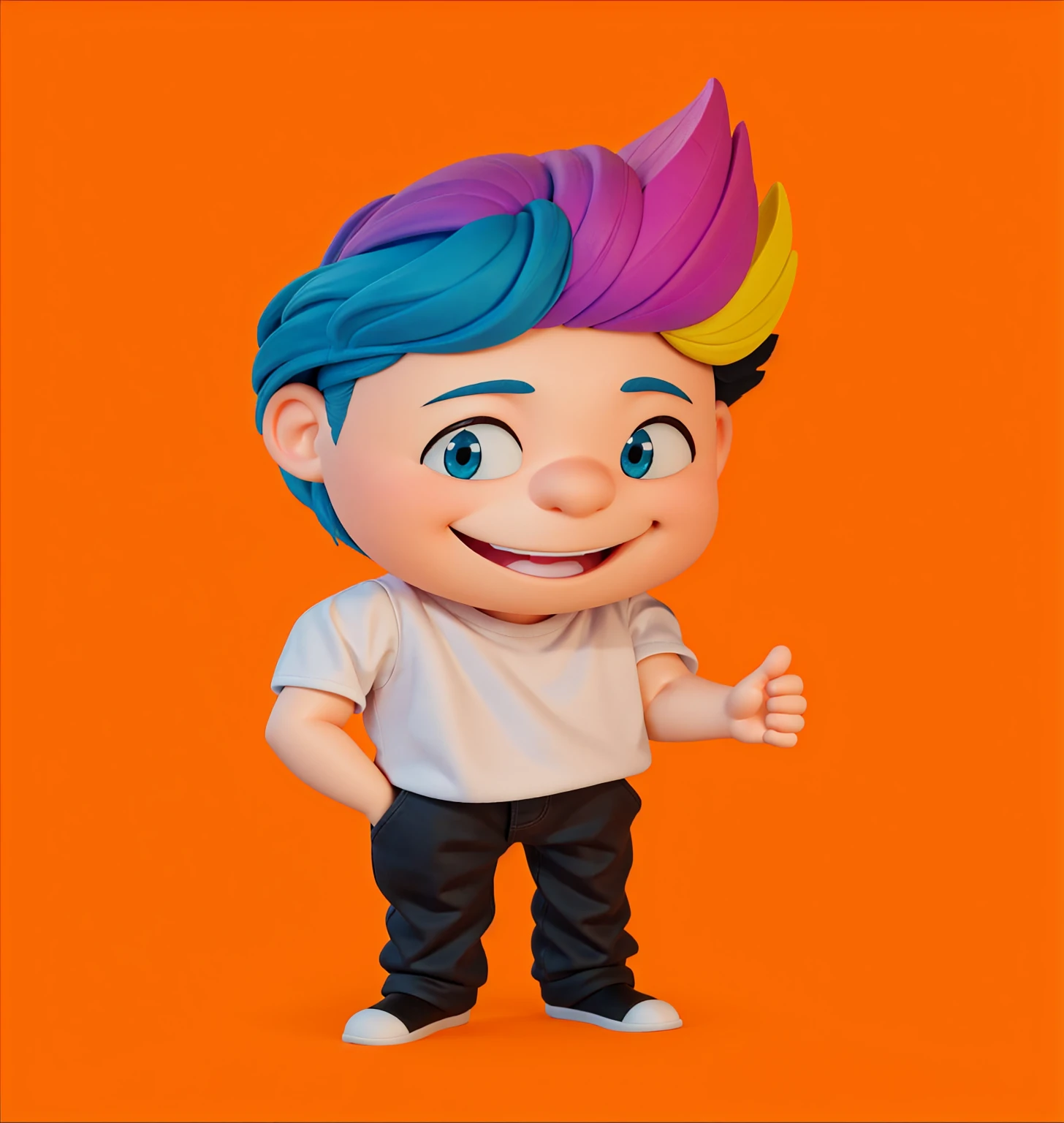 Enhance a 3D character image by focusing on a Disney Pixar modeling style. Maintains a vibrant color palette and facial expression details. Ensure the final image has a polished finish with high-quality 3D rendering. The character should have a clean, detailed look, with soft shadows and realistic lighting. The background can be simplified or replaced with a more neutral environment if necessary.
