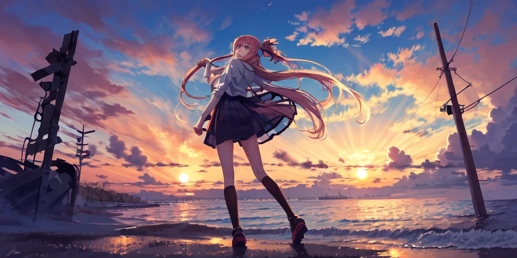 Anime style，Under the sunset