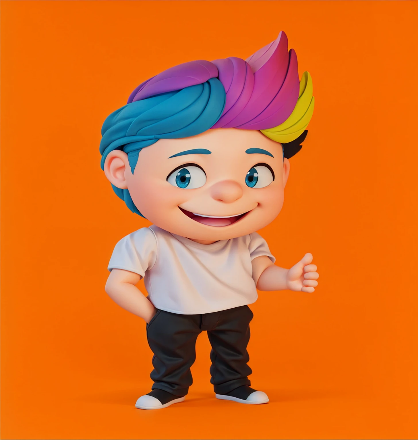 Enhance a 3D character image by focusing on a Disney Pixar modeling style. Maintains a vibrant color palette and facial expression details. Ensure the final image has a polished finish with high-quality 3D rendering. The character should have a clean, detailed look, with soft shadows and realistic lighting. The background can be simplified or replaced with a more neutral environment if necessary.