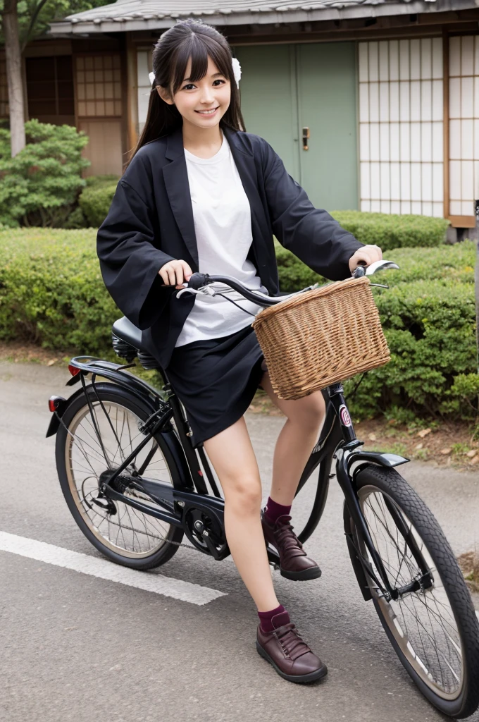 Japanese girl riding a bike