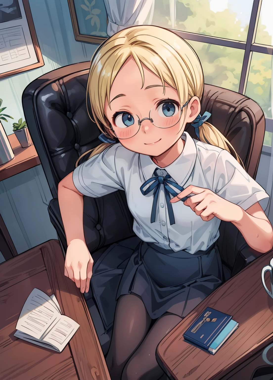 (masterpiece、最high quality、最high quality、Official Art、Beautiful and beautiful:1.2)、(One girl:1.3)Hatsune Miku、Twin tails,Beautiful breasts,masterpiece, 最high quality, high quality, High resolution, high quality texture, high quality shadows, High resolution, Beautiful details, Detailed CG, Detailed Texture, Realistic representation of face, Realistic, colorful, delicate, Cinematic Light, Side light, Lens flare, Ray Tracing, sharp concentrate, (1 Girl,concentrate:1.3), ( Intricate details, Compensate, PureErosFaceV1:0.5), (細部まで美しいdelicateな顔, 緻密で美しいdelicateな瞳, Perfect Facial Proportions, dense skin, Optimal ratio of four fingers to one thumb,Unified 8k wallpaper, Place your arms under your chest, Modest chest, Wide Hips, Smooth upper abdomen, Age 35, blue eyes, Glasses, Air Fortress Hair, Blonde, housewife, The gaze of true love, Temptation lips, A thoughtful look ,Smile full of love, I love you, Pretending to be in love, I love you so much,

Flight attendant uniform,White blouse,Tight fitting black skirt,Black Stockings, Excellent secretary ,Work as a secretary, Wooden Desk, Wooden chair