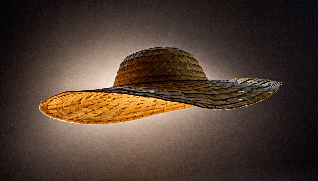 Weaving,straw,strawArt,Large Straw Hat,there is a straw have with a brown band on it, straw have, Mexican Sombrero, wearing huge straw have, wearing straw have, straw, with straw have, fancy have, wearing wide sunhave, On black background, ten-gallon have, have, brown have, On black background, no have, dark have, Contextureless, black sun have,straw,weave,Art
