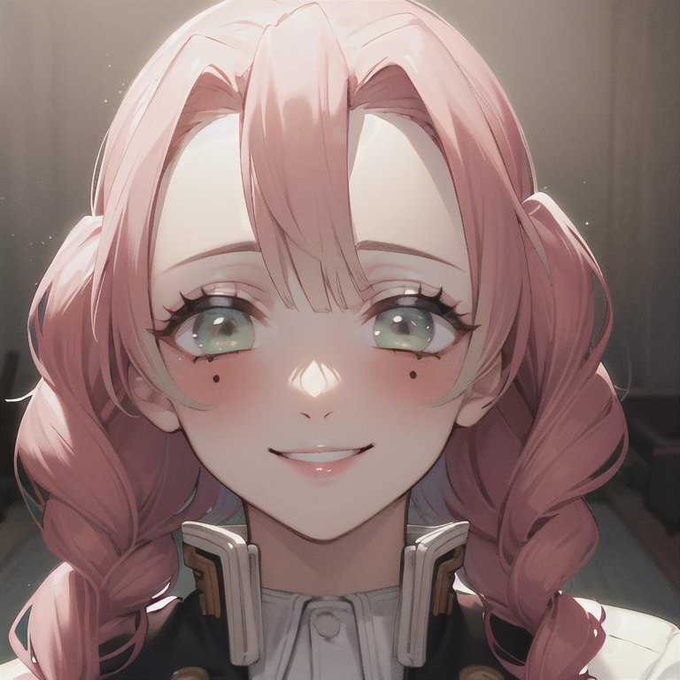masterpiece, Highest quality, Super detailed, Beautiful Mitsuru DS portrait, 一人in, devil_Slayer_uniform, smile, Looking_in_Audience, blush, Closed_mouth, Portraiture, Volumetric lighting, Highest quality, masterpiece, intricine details, Tone Mapping, Sharp focus, Super detailed, trending on Artstinion,