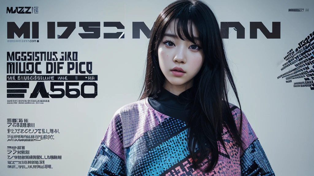 (magazine cover:1.3),ulzzang-6500, (realistic: 1.3) (original: 1.2), masterpiece, best quality, beautiful clean face, fullbody, 1girl, glitch art, (digital distortion), pixelated fragments, data corruption,colorful noise, visual chaos,contemporary aesthetics