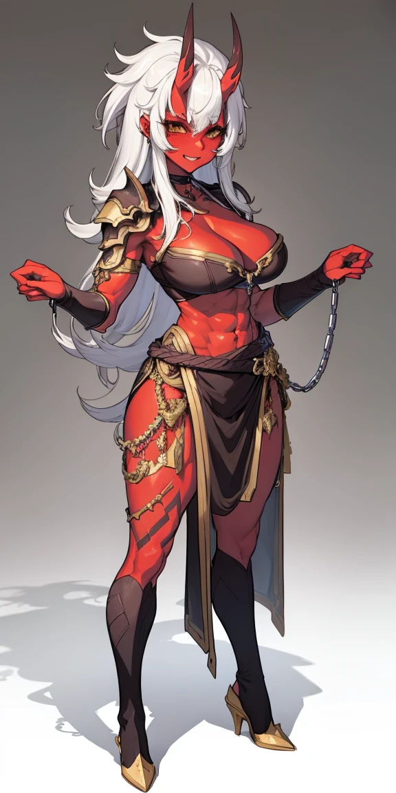 (Masterpiece, plain background:1.2) Female full body, standing straight symmetrical feet together, blood dark elf, dark skin, long messy white hair, 2longs elf ars, circlet, yellow eyes, 1990s (style), female 1sologirl