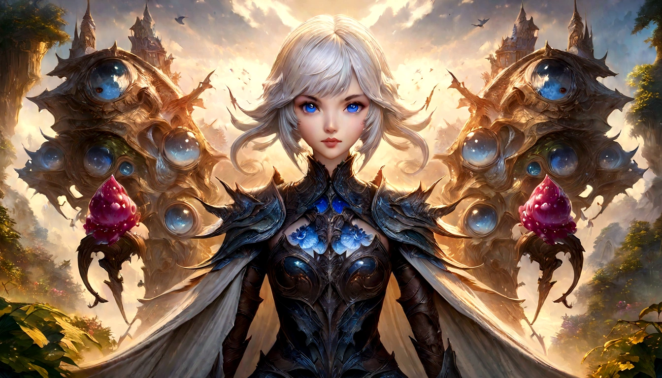 anime girl with white hair and blue eyes surrounded by jellys, detailed fantasy digital art, 2. 5 d cgi anime fantasy artwork, anime fantasy artwork, anime fantasy illustration, epic fantasy art style hd, 4k highly detailed digital art, digital art fantasy, detailed fantasy art, digital art fantasy art, digital 2d fantasy art, fantasy digital art