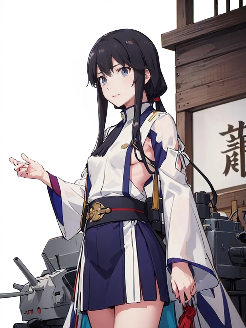 (( Fleet Collection、Kantai Collection、Yao)),(())、woman,Cowboy Shot, ((white background))) 、Best image quality, high quality, The background is clear,きれいなwoman, Japanese, detailed, detailed eyes, detailed skin, Beautiful Skin, 超High resolution, (reality: 1.4),とても美しいwoman, A younger face, Beautiful Skin, thin, (Ultra-photorealism), (High resolution), (8K), (非常にdetailed) 、(Beautiful and detailed eyes), (非常にdetailed), (detailed face), Displaying the viewer, Fine details, detailed face, smile,Straight,Looking Ahead, StraightLooking Ahead, Photo Real,Hairstyle: ponytail、short hair,Brown Hair、smile、Very delicate body、Very flat chest、hair over one eye, from below,