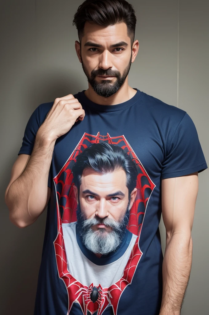 boy with spider man shirt, with the hairy father by my side