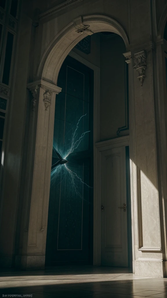 "In this image, we see a heart with wings and a halo depicted in a building setting with a sky background. The heart is the central focus, with intricate details such as a lightning trail coming out of it.  with shades of gray, blue, and green dominating the scene. The heart symbolizes love and spirituality, while the wings suggest freedom and transcendence. The setting in a building adds a sense of contrast and mystery to the overall composition. conveys a sense of whimsy and magic, inviting viewers to contemplate the deeper meanings behind the imagery., 32k, UHD, cinematic chromatic, cinematic lighting, global illumination, chromatic light, photorealistic, ultra detailed, iluminación onírica, 85 mm, dramatic, low-key lighting on a mysterious, photorealistic , ultra photoreal , ultra detailed, intricate details. 