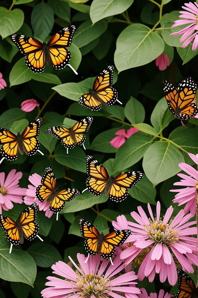 Butterflies with flowers