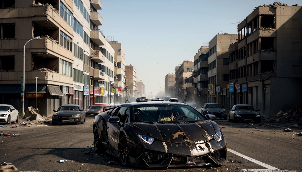 Write an exhilarating tale of a daring driver behind the wheel of a black Lamborghini, navigating through a city devastated by a deadly street race. Explore the background of the driver, their exceptional driving skills, and their fearless attitude towards the dangerous race. Portray the city in ruins, with destroyed buildings, debris, and remnants of the deadly race, creating a post-apocalyptic atmosphere. Highlight the high stakes of the street race, the presence of rival drivers, and the intense competition that drives the protagonist forward."