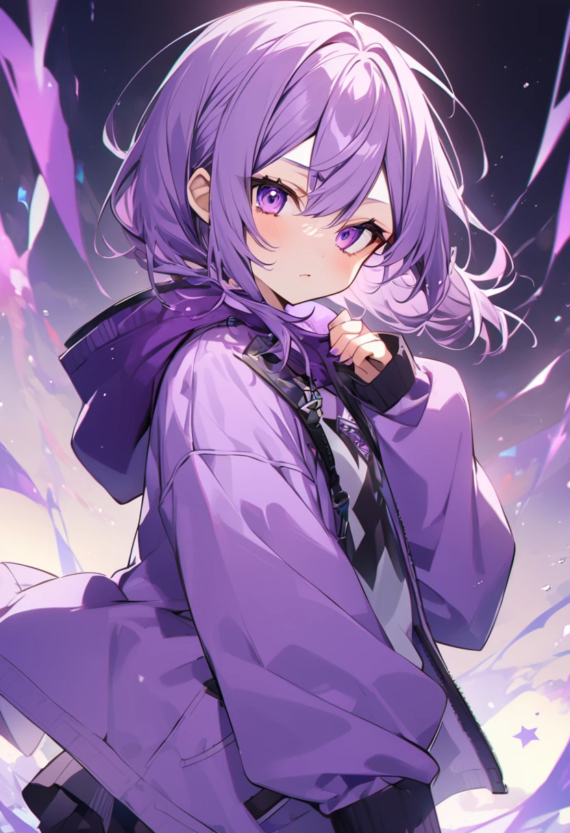 Keito。Purple Eyes。Purple hoodie