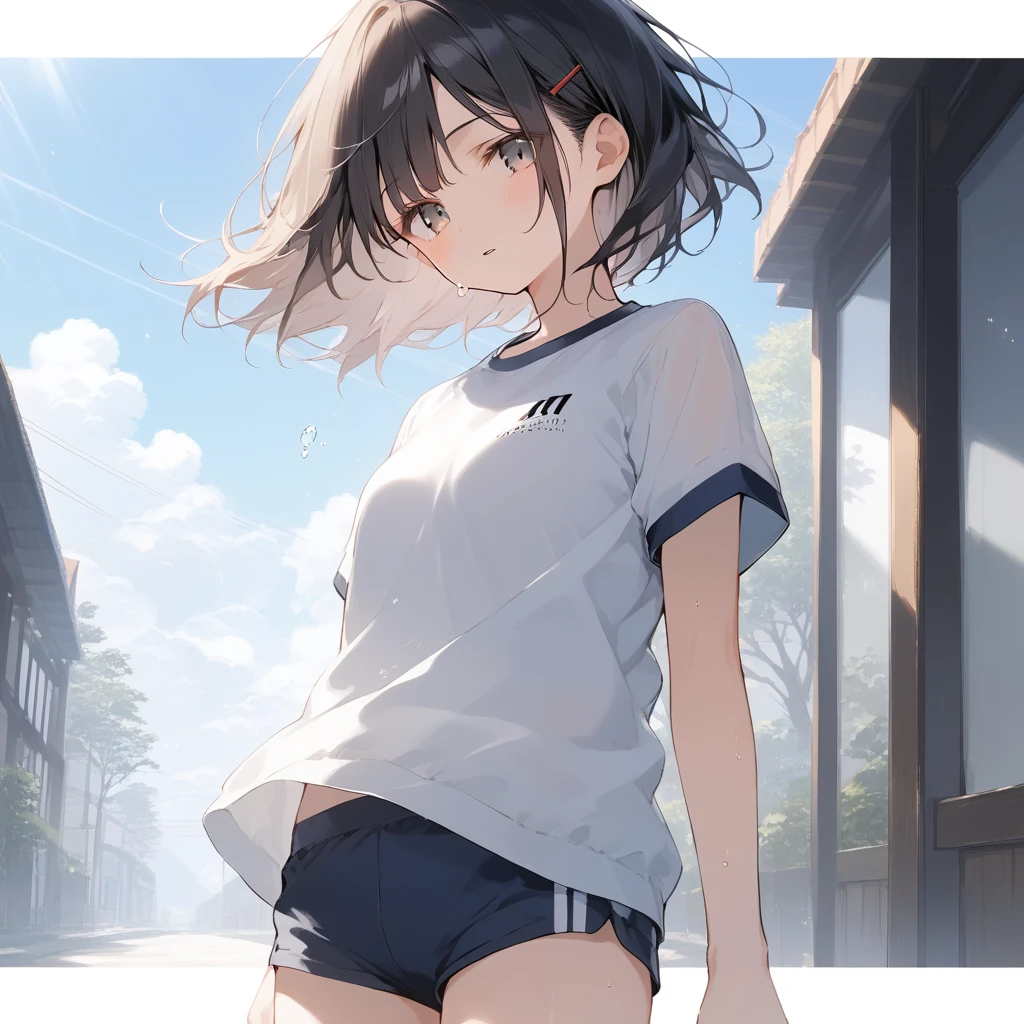 score_9, score_8_up, score_7_up, source_anime, best quality, masterpiece, official art, absurdres, highres, ultra-detailed,waifu2x,Collection: Slice of Life,break,1girl, tomboy, dark-skinned female, short hair, low ponytail, flat chest, beautiful detailed eyes, gym uniform, gym shorts, sweat, open mouth, (yawn:0.3), sleepily, outdoors, park, wind,break,(clear line illustration:1.2), super detailed skin,very high resolution, very aesthetic, Best sexual lighting powered by famous artist, 8k,cute picture,beauty illustration,photoshop_(medium),,(Detailed Lighting),best anime 8k konachan wallpaper, pixiv contest winner,