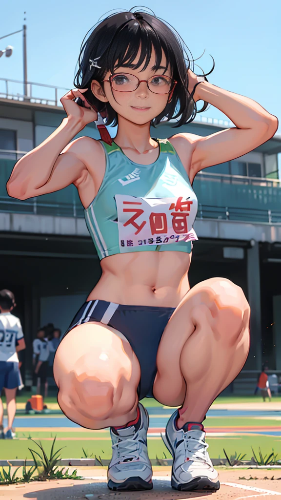 cute、girl, Athletics part, 複数のgirlスターピースアスターピース, Highest quality , Small breasts, Group photo, A radiant smile、View from below、Spread your legs