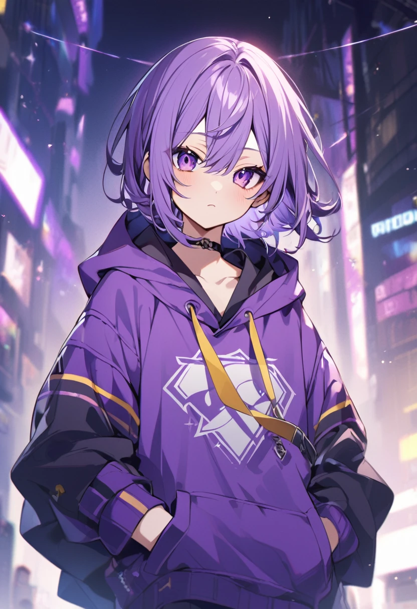 Keito。Purple Eyes。Purple hoodie
