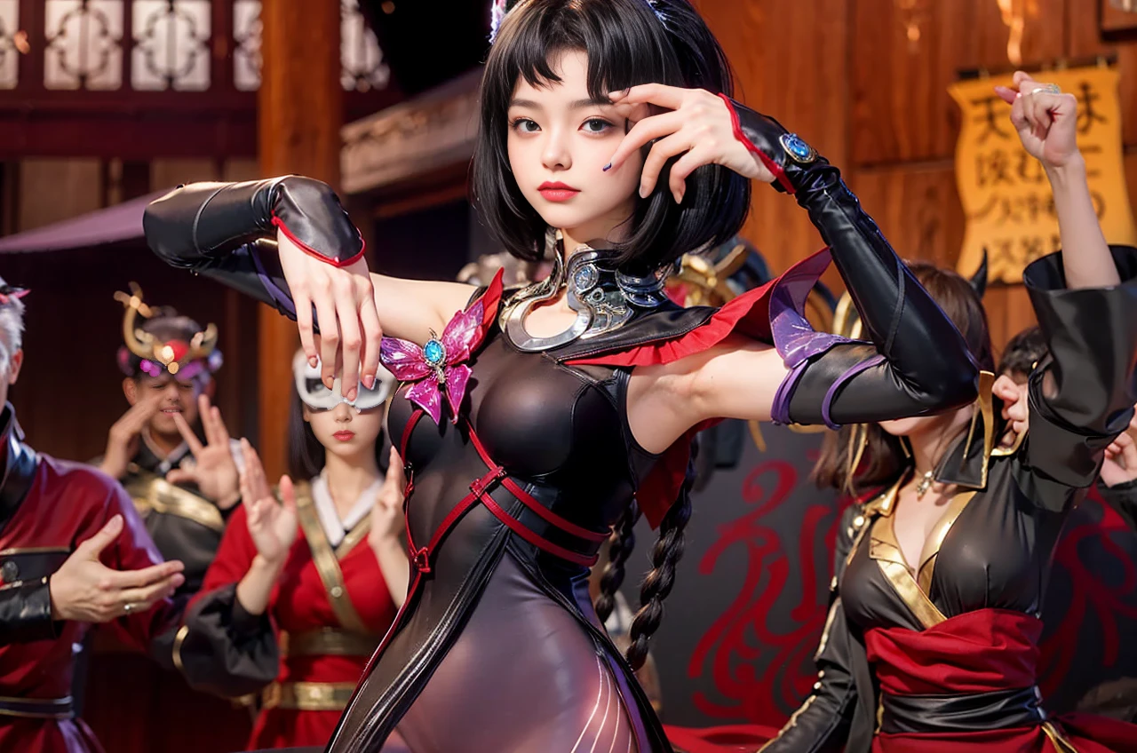 (8k, best quality, masterpiece:1.2), (realistic, photo-realistic:1.37), ultra-detailed,
A detailed portrait of 1 girl 21 year old girl, fantasy character, blue eyes, tosca hair color, detail face, pale skin, face facing the camera, wearing queen costumes, zodiac suit. The scene is illuminated with professional lighting, photon mapping, and radiosity, with Tetsuya Nomura Style and a zodiac feel, gemini cosplay, zodiac gemini vibes. In the dark forest river terrible background with blur or bokeh effect, neon details, realistic light.