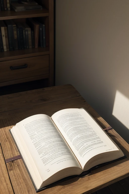 An open book on a table 