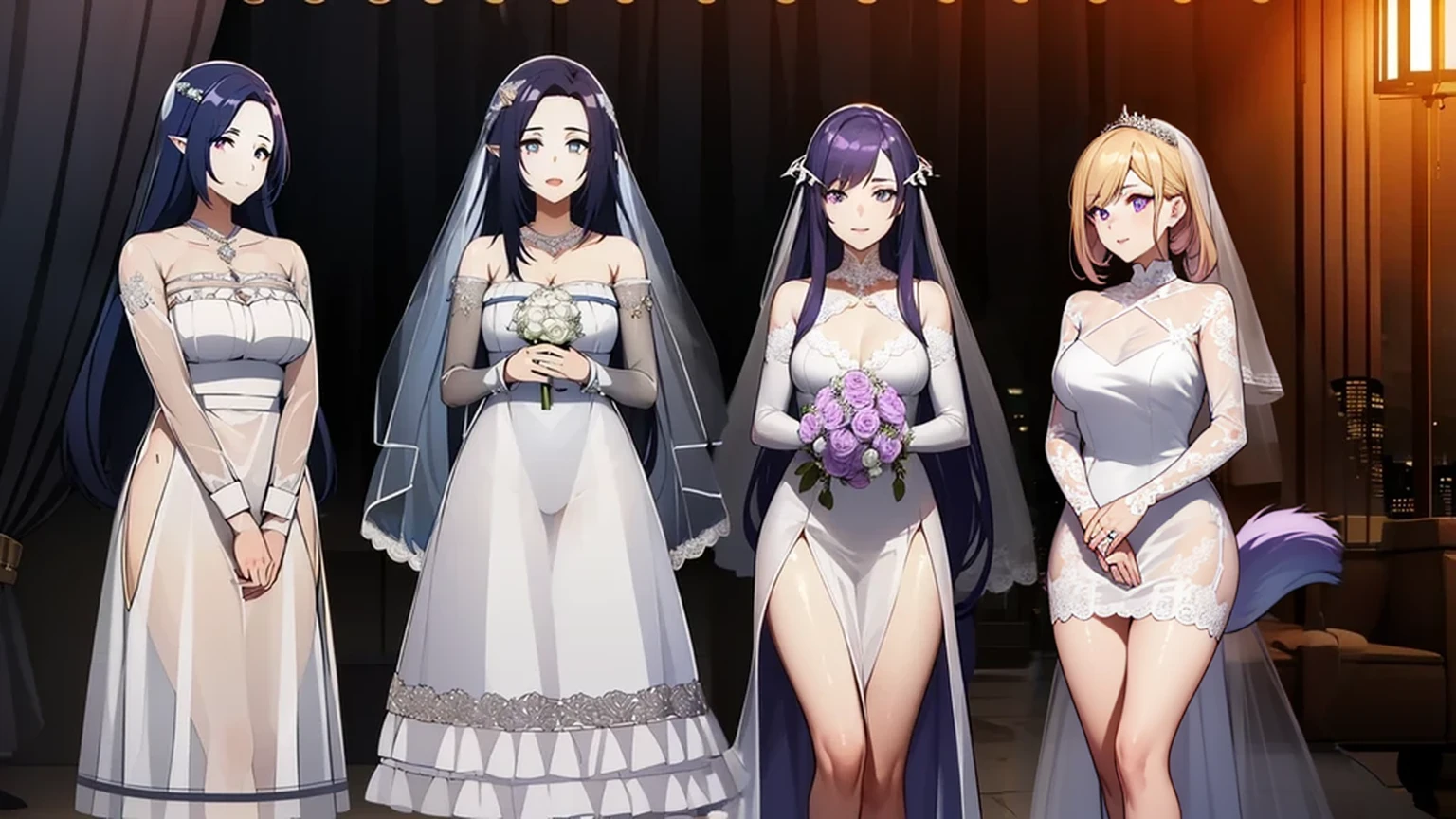 kawakami_mai, blonde hair, long hair, hair let down, purple eyes,
BREAK (transparent tulle wedding dress with long sleeve and long tail:1.5),
BREAK (Night:1.7), Japan, cyberpunk, CityView, Before Window, Standing at attention,armpits,arm up, expressive eyes,seductive smile, looking at viewer, NSFW,(Full_body),
BREAK (masterpiece:1.2), best quality, high resolution, unity 8k wallpaper, (illustration:0.8), (beautiful detailed eyes:1.6), extremely detailed face, perfect lighting, extremely detailed CG, (perfect hands, perfect anatomy),