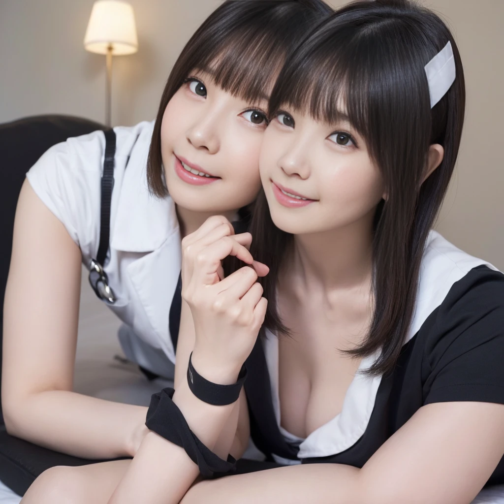 (Nurse Uniform、White nurse wear、Micro Mini Skirt、Nurse cap、、Black Hair、Big Assalth Room)、Extremely sexy、se、Professional Lighting、Small waist、Beautiful adult woman、Captivating thighs、Very large breasts、C、