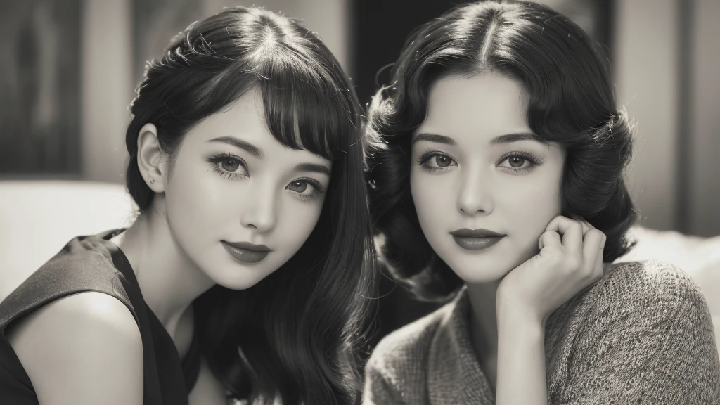 (1940s women:1.3), (1women:1.3), smile shyly, (highly detailed face), (extremely detailed beautiful face), (Early Showa hairstyle, retro hairstyle, 1940 fashionable clothing, oldies fashion:1.3), (Best Quality:1.4), (Ultra-detailed), extremely detailed CG unified 8k wallpaper, Realistic portrait, Beautiful detailed, High-definition raw color photos, professional photography, (fine face:1.2), focus on women, (oldies, oldies songs, Old photos, retro photos, sepia photos, black and white photos, valuable photos that give you a sense of the times),