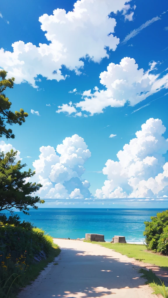 Beautiful clear blue sky, vibrant white clouds, high-definition photography, HD 4K