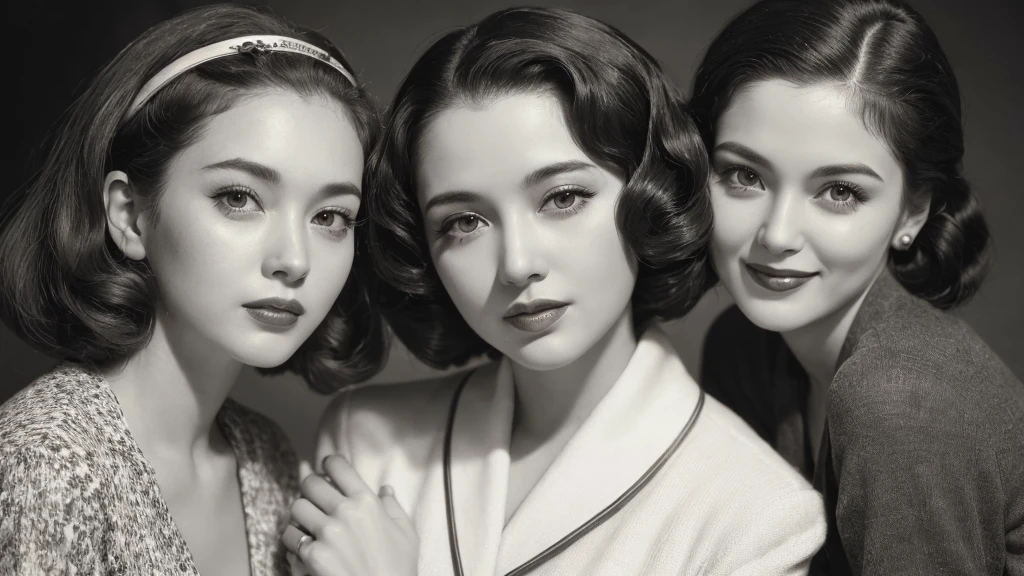 (1940s women:1.3), (1women:1.3), smile shyly, (highly detailed face), (extremely detailed beautiful face), (Early Showa hairstyle, retro hairstyle, 1940 fashionable clothing, oldies fashion:1.3), (Best Quality:1.4), (Ultra-detailed), extremely detailed CG unified 8k wallpaper, Realistic portrait, Beautiful detailed, High-definition raw color photos, professional photography, (fine face:1.2), focus on women, (oldies, oldies songs, Old photos, retro photos, sepia photos, black and white photos, valuable photos that give you a sense of the times), A scene from a retro movie