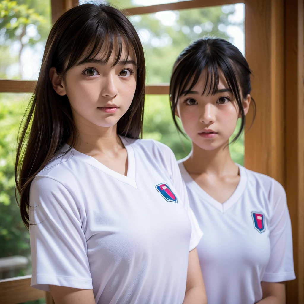 The cutest idol in Japan, short hair, beautiful white skin, beautiful eyes, volleyball uniform,
best quality, face focus, soft light, ultra high res, (photorealistic:1.4), RAW photo,
1japanese girl, solo, cute, (pupil, lights in the eyes), detailed beautiful face, (small chest),(high resolution detail of human skin texture),
(long hair),
indoor,
Damask Shirt Dress,