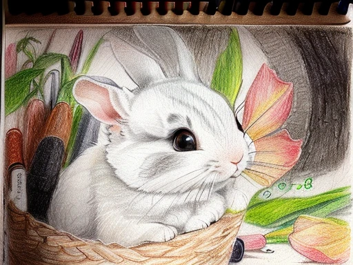 drawing of a white rabbit with a flower in its mouth, rabbit, anthropomorphic rabbit, bunny, a color pencil sketch, colored pencil sketch, color pencil sketch, animal drawing, colorized pencil sketch, wildlife drawing, cute anthropomorphic bunny, chinchilla animal, white rabbit, colored sketch, rough color pencil illustration, rabbit_bunny, drawn with crayons