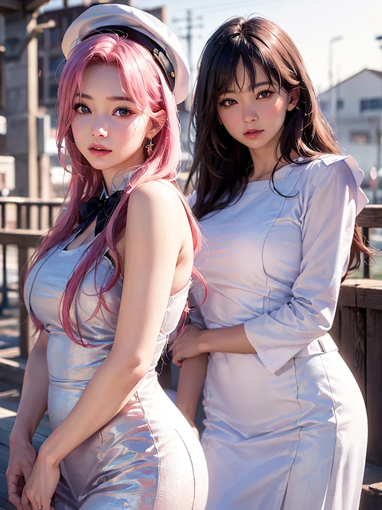 (mizunashi akari) , (Pink hair) , ((Aria Company Uniform):1.1), beret , White Dress , (whole body:1.3) ,(alone), Focus on women, At the pier , Details Pier ,
perfection(face ,eye , nose, hand , arms),  Warm Light , Detailed fingers, Very detailed eye and face, beautiful detailed nose, beautiful detailed eye,
(RAW Photos, Highest quality), (Realistic, photo-Realistic:2.0), Very detailed, CG, Unity , 8k wallpaper, wonderful, In detail, (masterpiece:2.0, Highest quality:1.5), Realistic, (live-action, Intricate details, Depth of written boundary),  
Beautiful detailed girl, Medium chest, Thick thighs, Wide Hips, Narrow waist, expensive, Glossy pink lips, red eye, (Floating Hair NovaFrogStyle), elegant ,Slim figure, Dynamic posture,