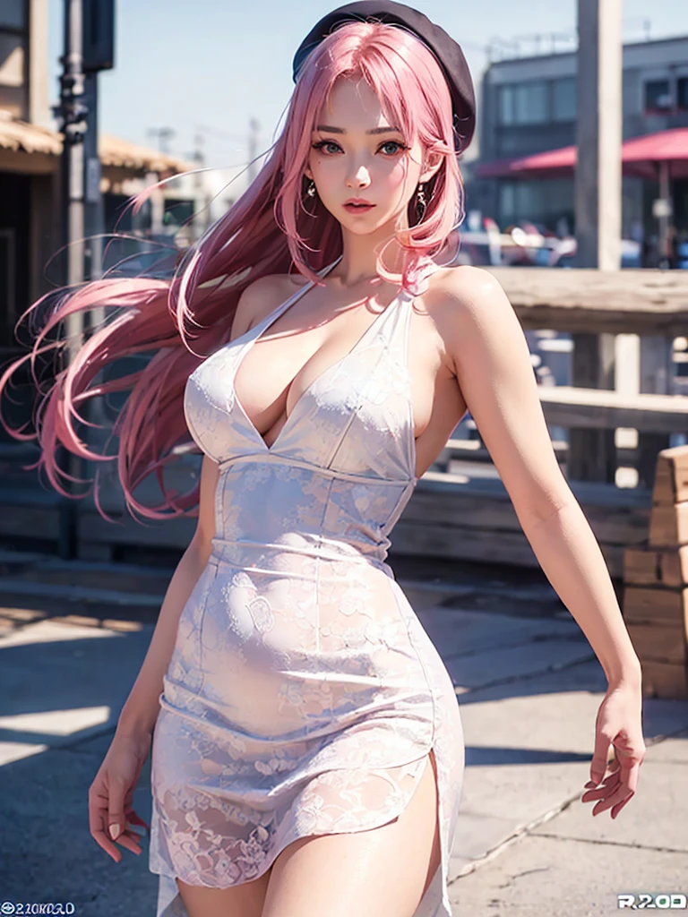 (mizunashi akari) , (Pink hair) , ((Aria Company Uniform):1.1), beret , White Dress , (whole body:1.3) ,(alone), Focus on women, At the pier , Details Pier ,
perfection(face ,eye , nose, hand , arms), Warm Light , Detailed fingers, Very detailed eye and face, beautiful detailed nose, beautiful detailed eye,
(RAW Photos, Highest quality), (Realistic, photo-Realistic:2.0), Very detailed, CG, Unity , 8k wallpaper, wonderful, In detail, (masterpiece:2.0, Highest quality:1.5), Realistic, (live-action, Intricate details, Depth of written boundary),
Beautiful detailed girl, Medium chest, Thick thighs, Wide Hips, Narrow waist, expensive, Glossy pink lips, red eye, (Floating Hair NovaFrogStyle), elegant ,Slim figure, Dynamic posture,
